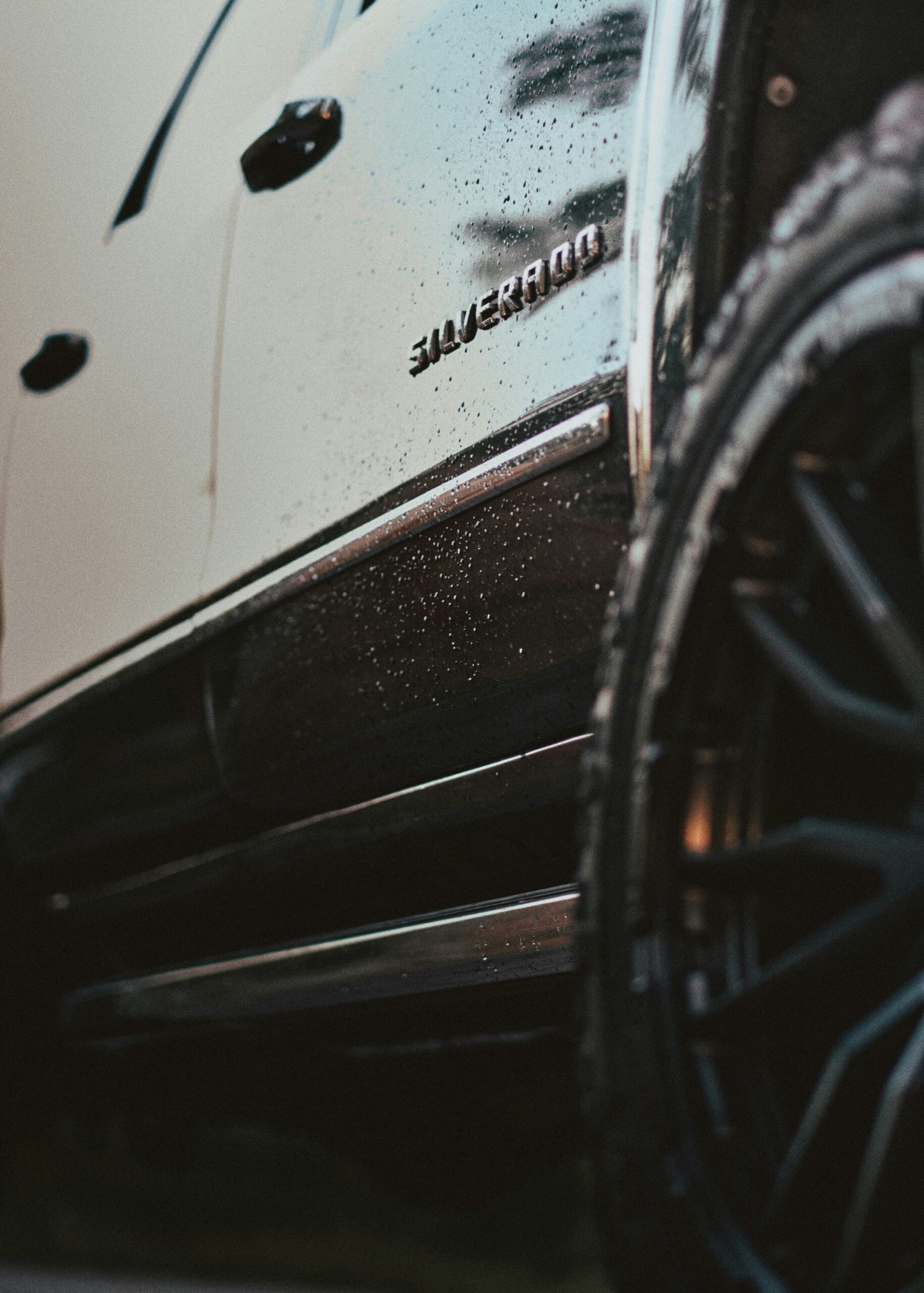 a close up of a tire on a car